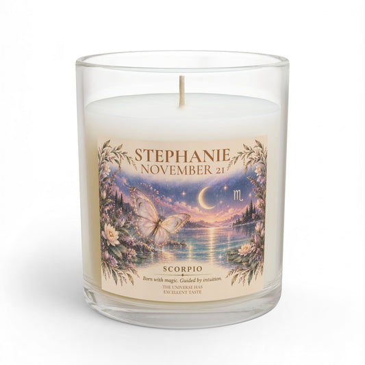Personalized Birthdate Scorpio Zodiac Candle