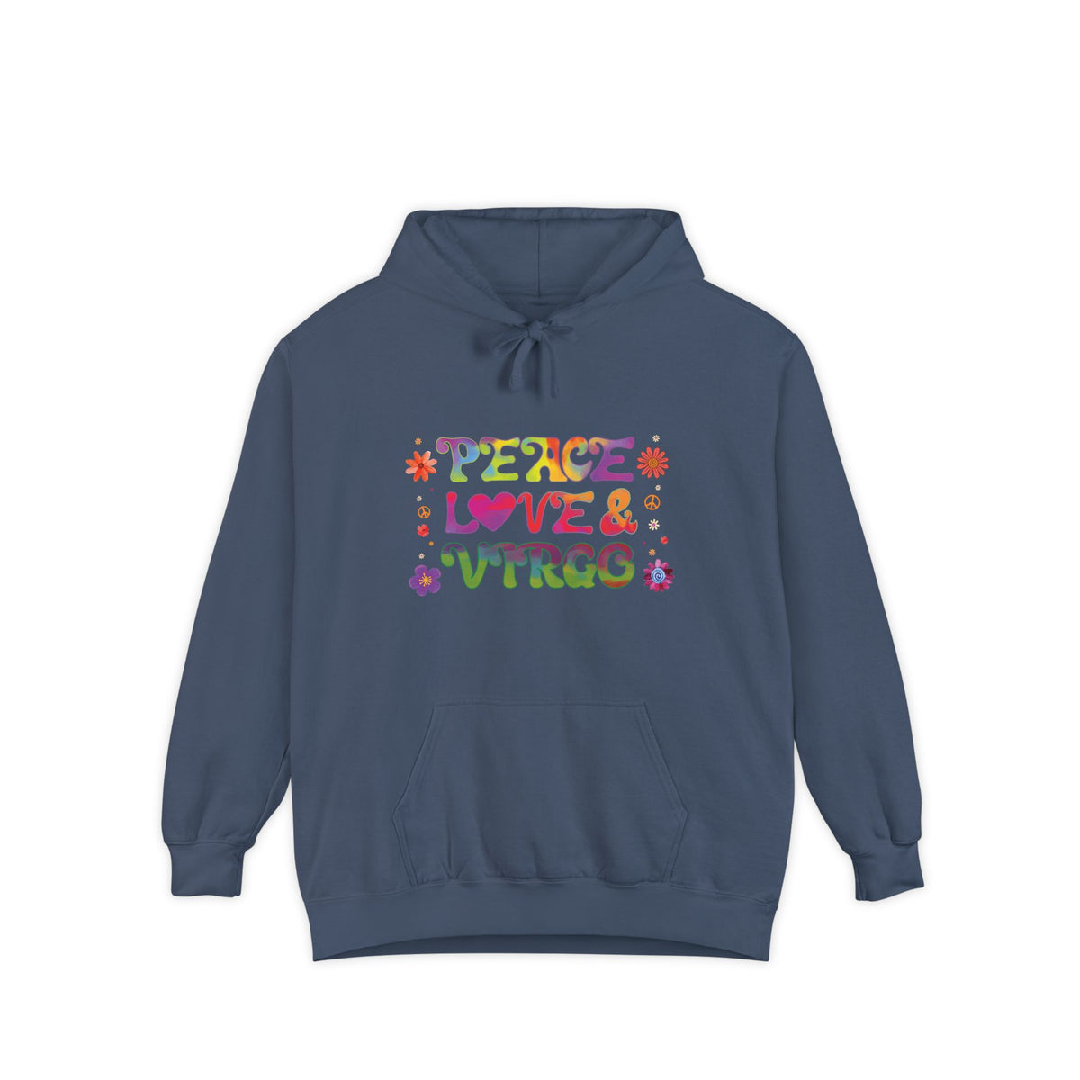 Peace Love & Virgo Unisex Hoodie – Groovy Retro Comfort Colors Midweight Hoodie