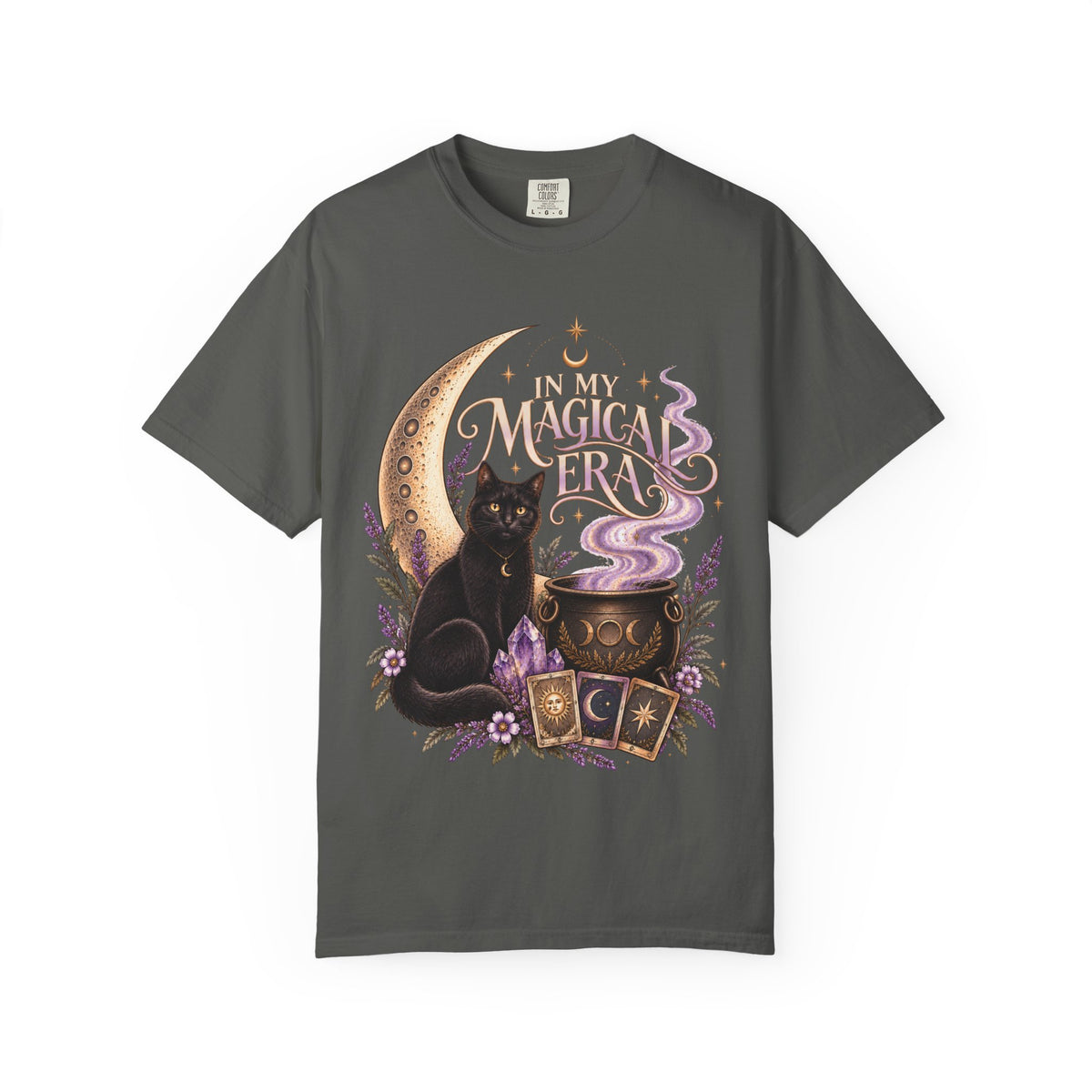 Witchy Floral Black Cat Shirt - In My Magical Era Vintage Celestial Tee