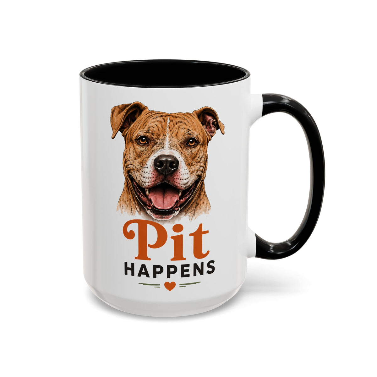 Pit Happens Black Accent Mug - Funny Pitbull Mug for Pit Bull Lovers - Cute Two Sided Pitbull Coffee Mug for Dog Moms & Dog Dads
