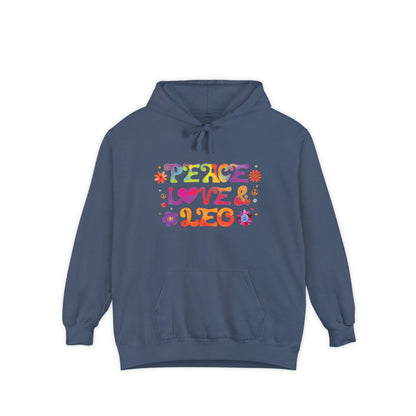 Peace Love & Leo Unisex Hoodie – Groovy Retro Comfort Colors Midweight Hoodie