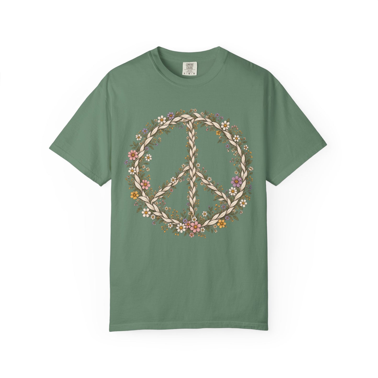 Boho Vintage Wildflower Peace Sign T-Shirt