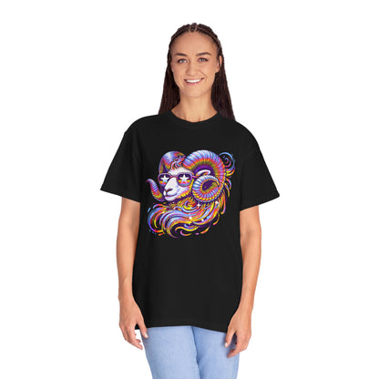 Psychedelic Aries Ram Tee – Retro Multicolor Zodiac Shirt