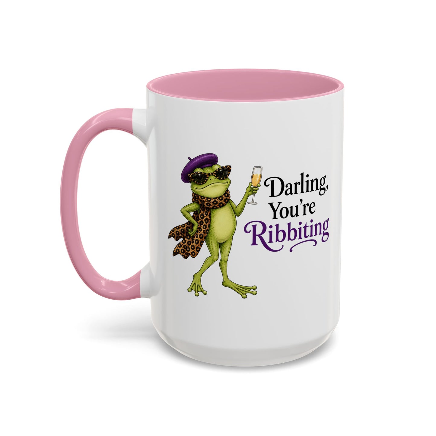 Darling You're Ribbiting Frog Mug | Funny Fashion Frog Coffee Mug | Glam Frog Gift for Women | Colored Mug