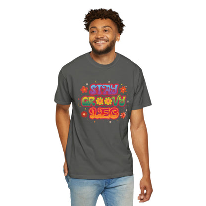 Stay Groovy Leo – Retro Zodiac Flower Power Tee