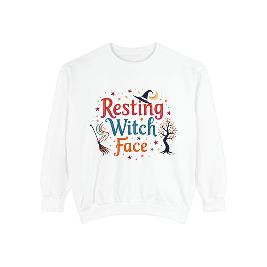 Resting Witch Face Sweatshirt – Retro Halloween Witch Pullover