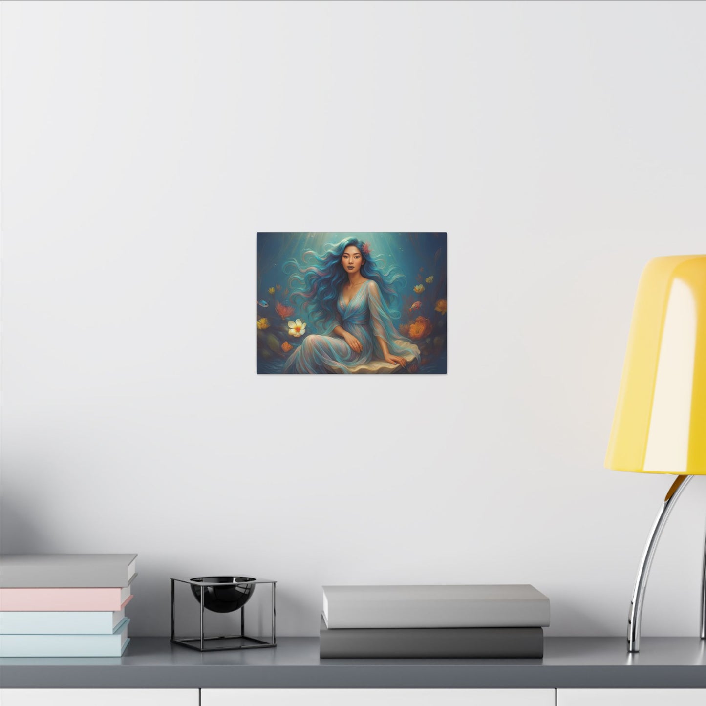 Pisces Zodiac Wall Art, Ocean Goddess Canvas Print, Astrology Home Decor, Pisces Gift for Her, Underwater Fantasy Painting, Star Sign Wall Decor