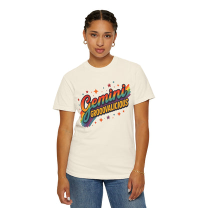 Gemini Groovalicious - Retro Disco Rainbow Zodiac Tee - Enchanted Sky