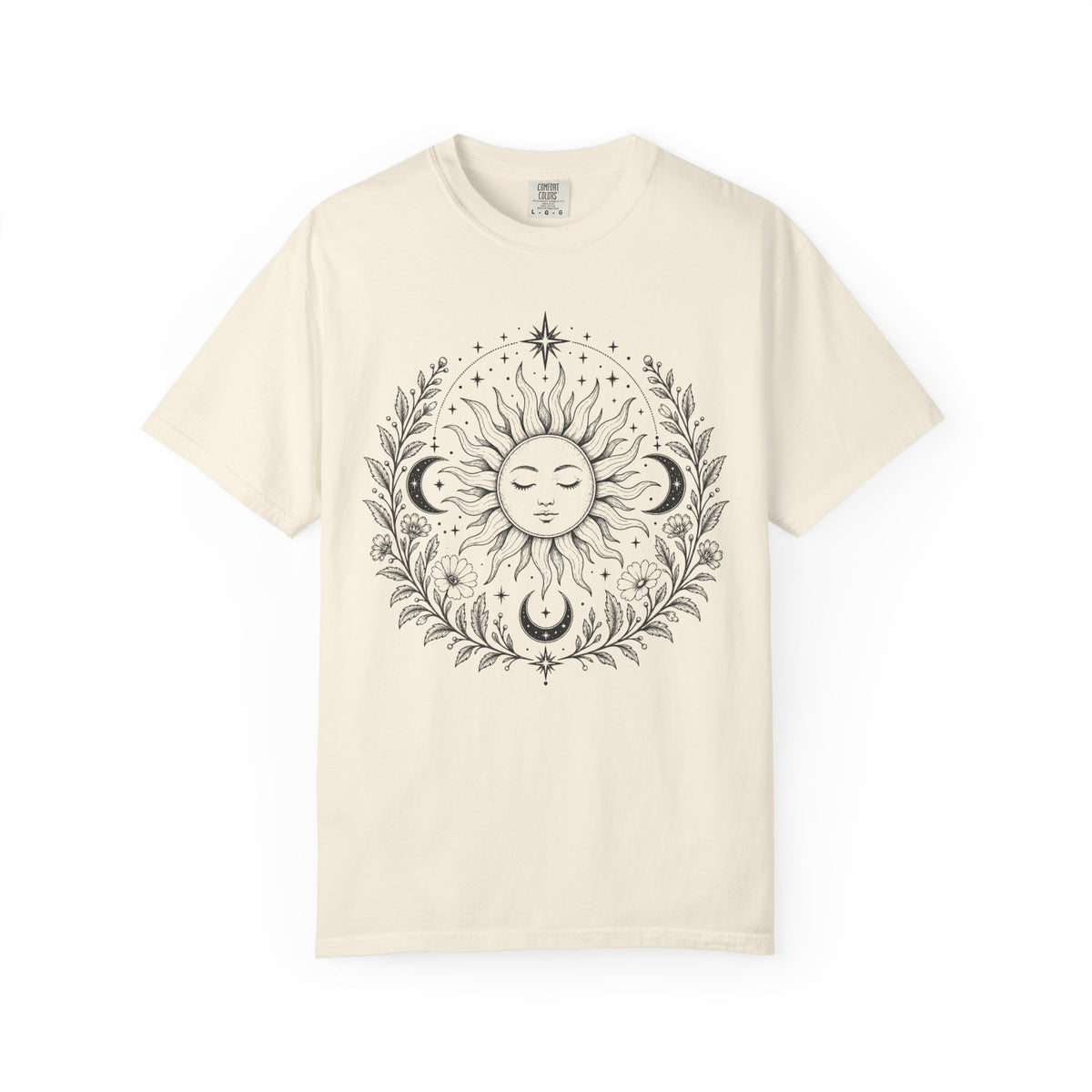 Boho Spiritual Sun and Floral Hippie Unisex T-Shirt