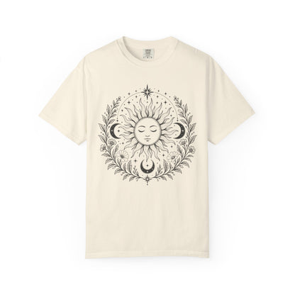 Boho Spiritual Sun and Floral Hippie Unisex T-Shirt