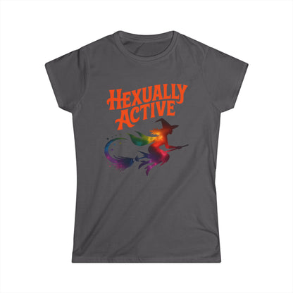 Hexually Active Women’s Softstyle Tee – Funny Magical Witch Shirt