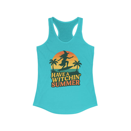 Have a Witchin’ Summer Racerback Tank - Surfing Witch Beach Shirt