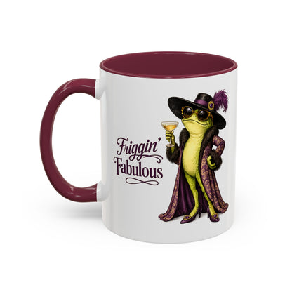 Friggin' Fabulous Frog Mug | Cute Frog Coffee Mug for Women | Funny Glam Frog Gift | Colored Mug