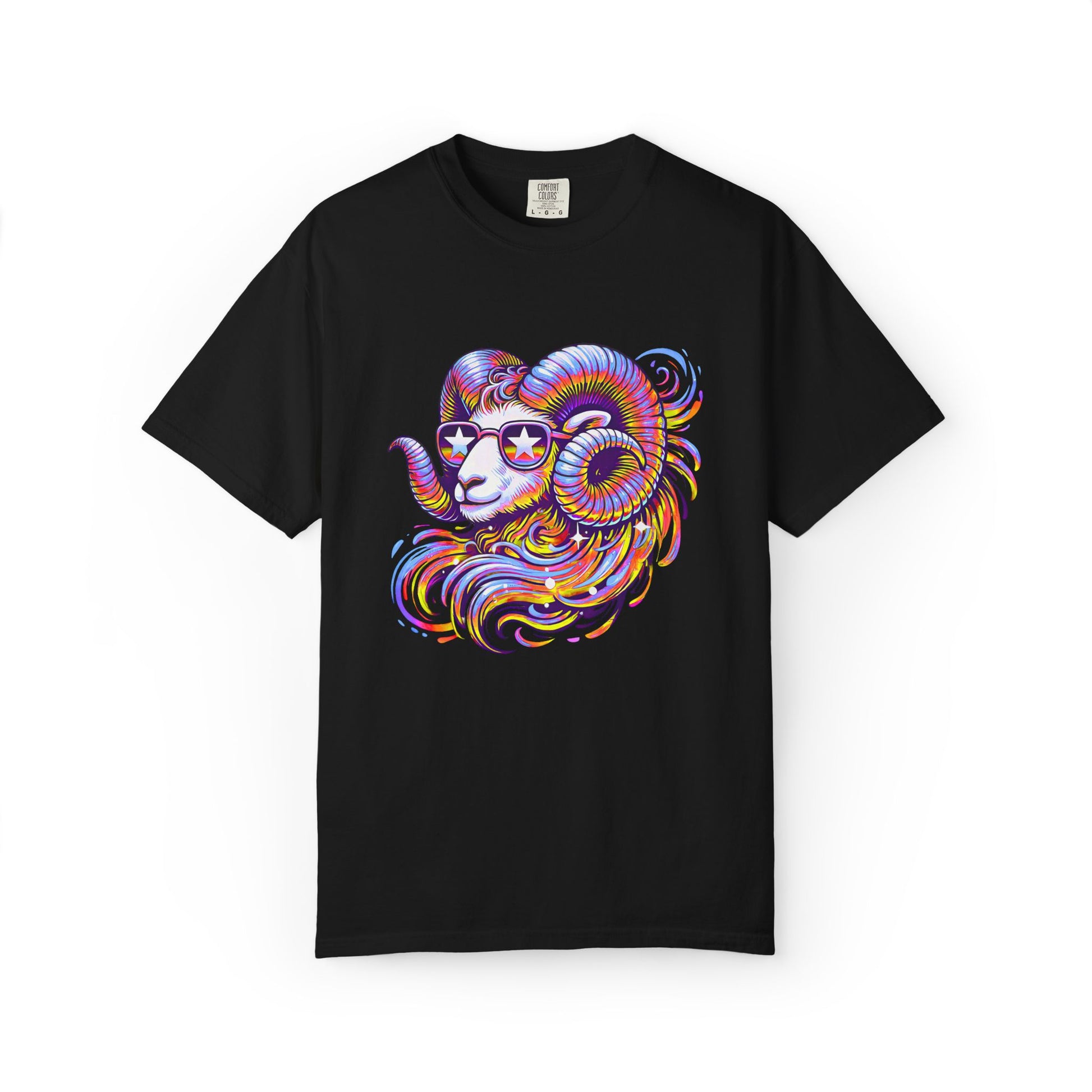 Psychedelic Aries Ram Tee – Retro Multicolor Zodiac Shirt