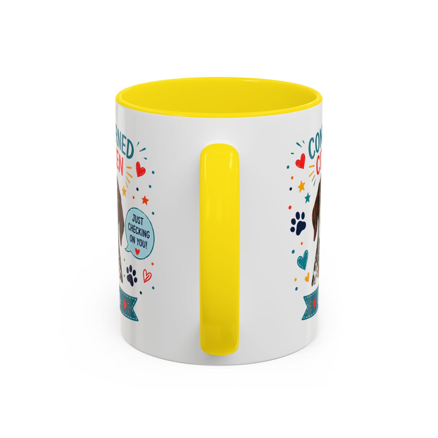 Personalized Dog Mug "Concerned Citizen" | Custom Pet Color Accent Mug with Dog Photo & Name | Funny Dog Lover Gift