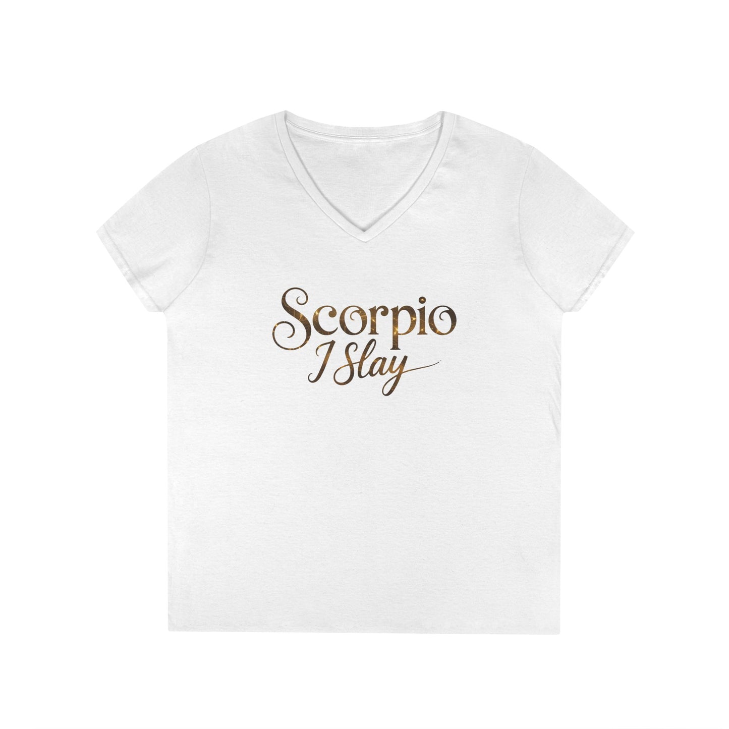 Scorpio I Slay Women’s V-Neck Tee – Empowering Elegant Zodiac Shirt