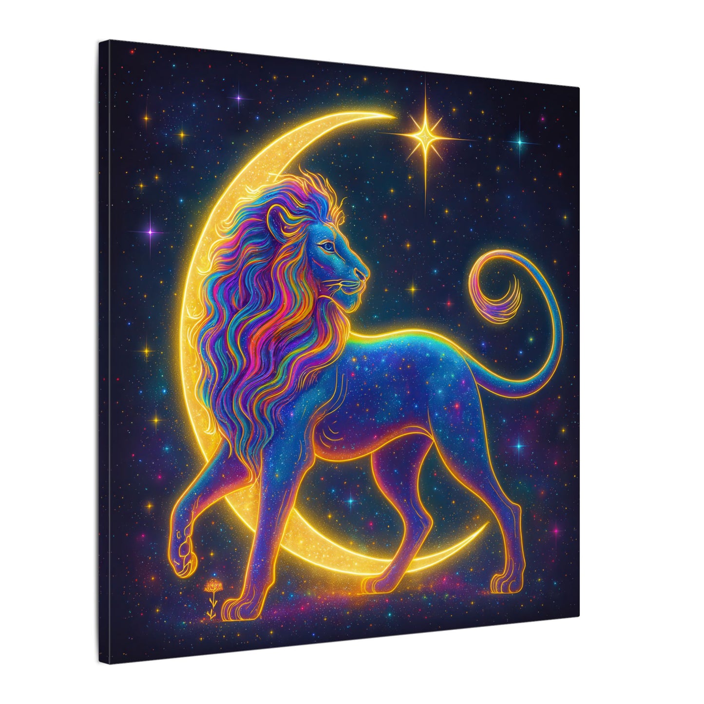 Radiant Rainbow Lion – Celestial Wall Art (Leo Inspired)
