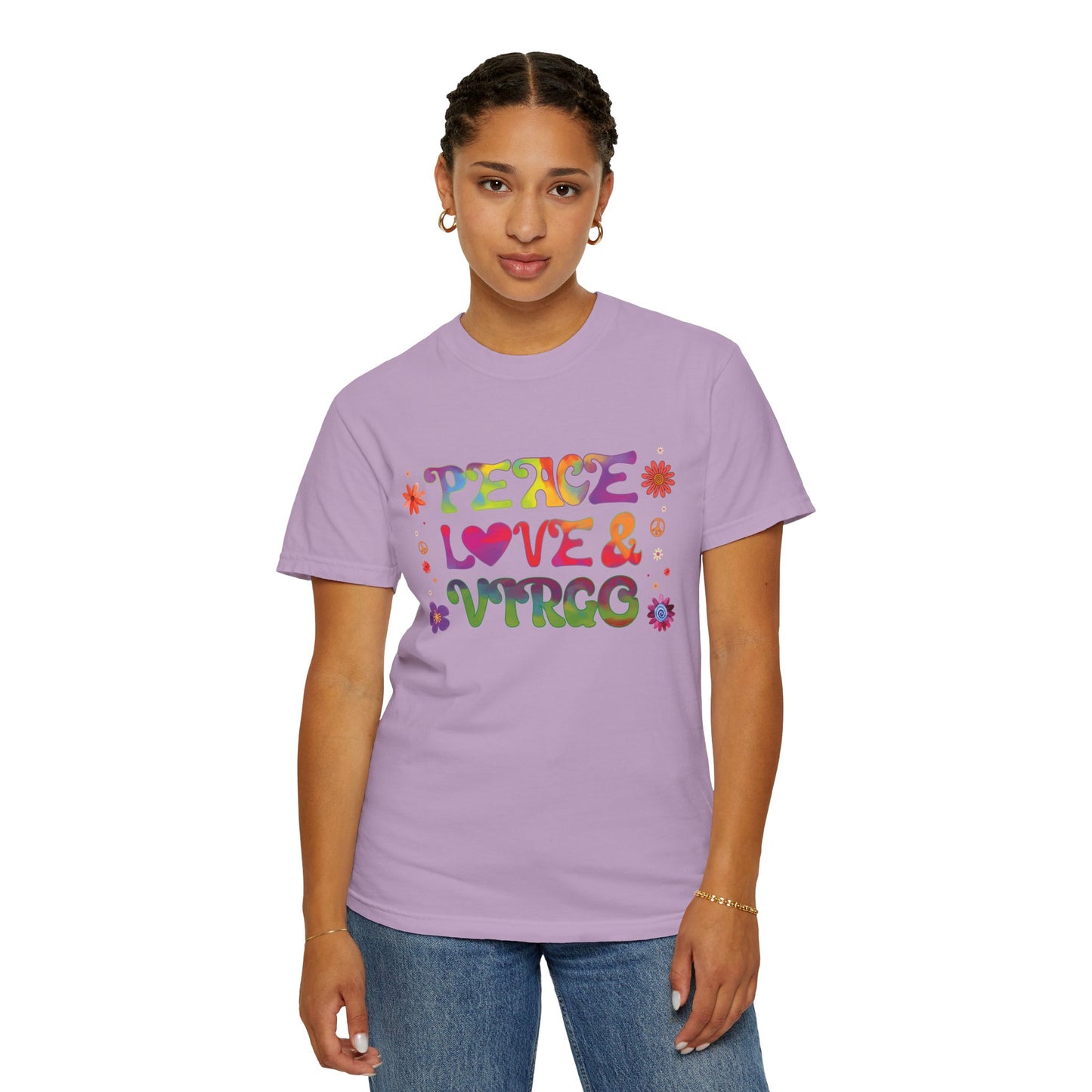 Peace Love & Virgo – Retro Hippie Zodiac Tee