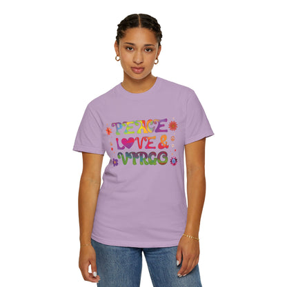 Peace Love & Virgo – Retro Hippie Zodiac Tee