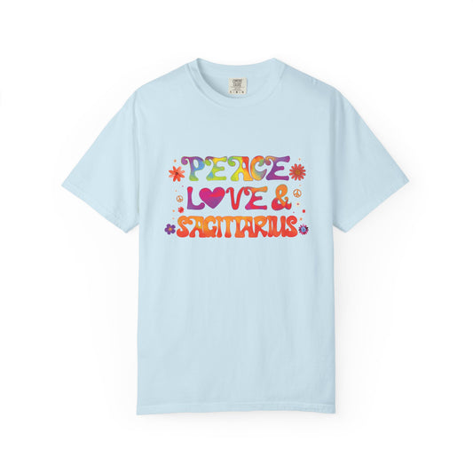 Peace Love & Sagittarius – Groovy Zodiac Tee