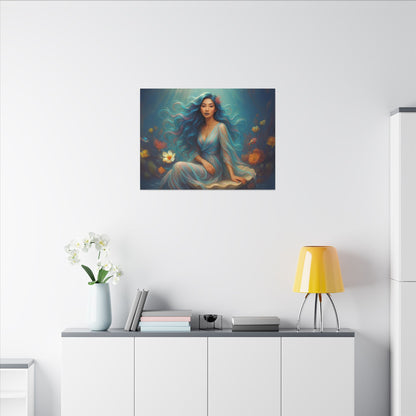 Pisces Zodiac Wall Art, Ocean Goddess Canvas Print, Astrology Home Decor, Pisces Gift for Her, Underwater Fantasy Painting, Star Sign Wall Decor