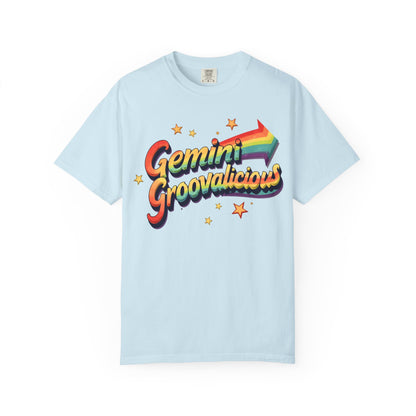 Gemini Groovalicious - Retro Rainbow Arrow Zodiac Tee