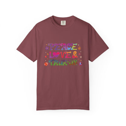 Peace Love & Taurus – Earthy Retro Zodiac Tee