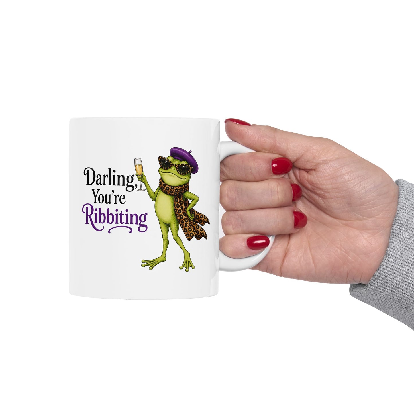 Darling, You’re Ribbiting Frog Mug | Funny Fashion Frog Affirmation Coffee Mug