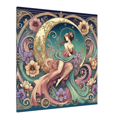 Floral Moon Muse – Art Nouveau Goddess Wall Art