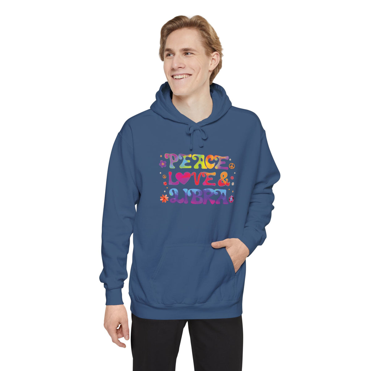 Peace Love & Libra Unisex Hoodie – Groovy Retro Comfort Colors Midweight Hoodie