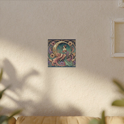 Floral Moon Muse – Art Nouveau Goddess Wall Art