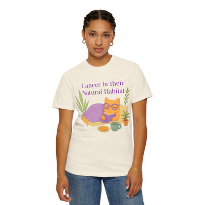 Cancer in Their Natural Habitat Tee – Funny Cozy Cat Zodiac Shirt