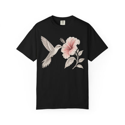 Vintage Hummingbird & Hibiscus Floral T-Shirt
