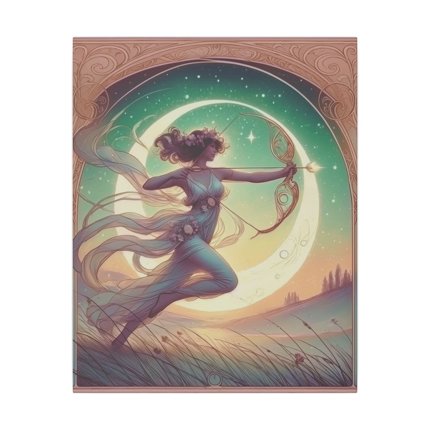 Artemis Rising – Celestial Archer Art Nouveau Wall Art