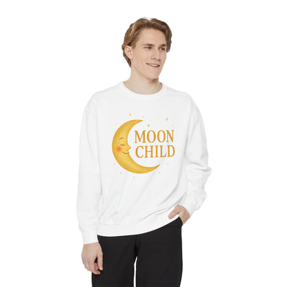 Moon Child Unisex Crewneck – Vibrant Celestial Comfort Colors Midweight Sweatshirt