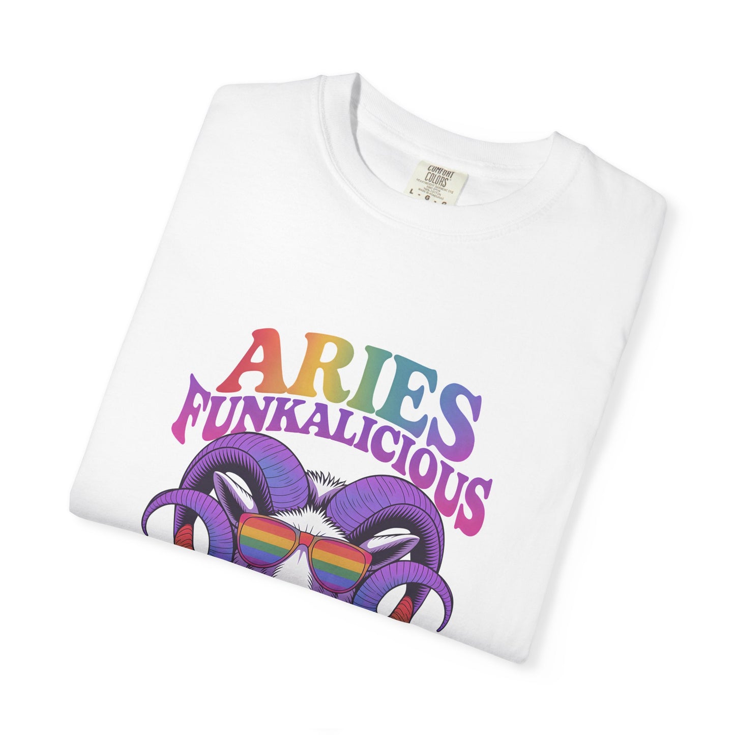 Aries Funkalicious – Rainbow Retro Ram Zodiac Tee