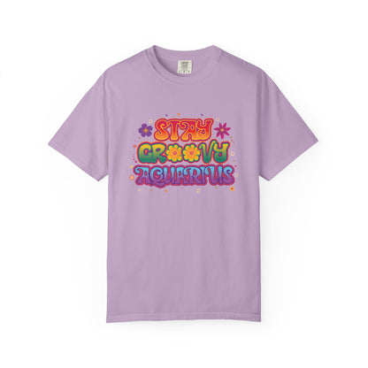 Stay Groovy Aquarius – Retro Flower Power Tee