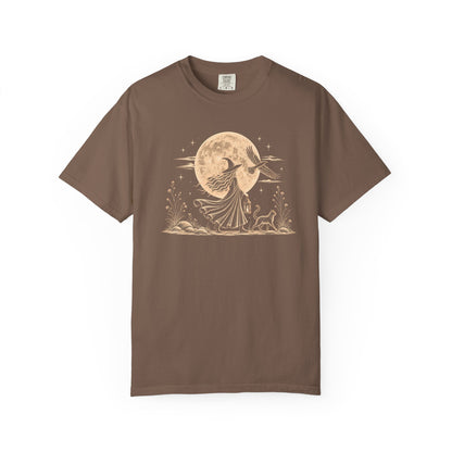 Mystical Moon Witch T-Shirt | Vintage Celestial Spiritual Feminist Tee