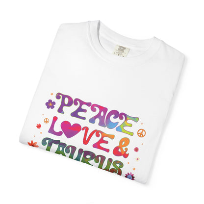 Peace Love & Taurus – Earthy Retro Zodiac Tee