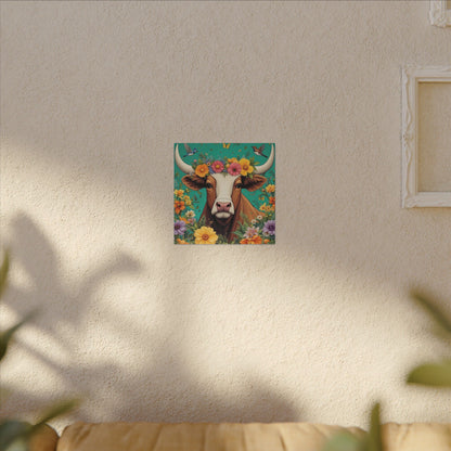 Bull in Bloom – Colorful Floral Taurus Wall Art