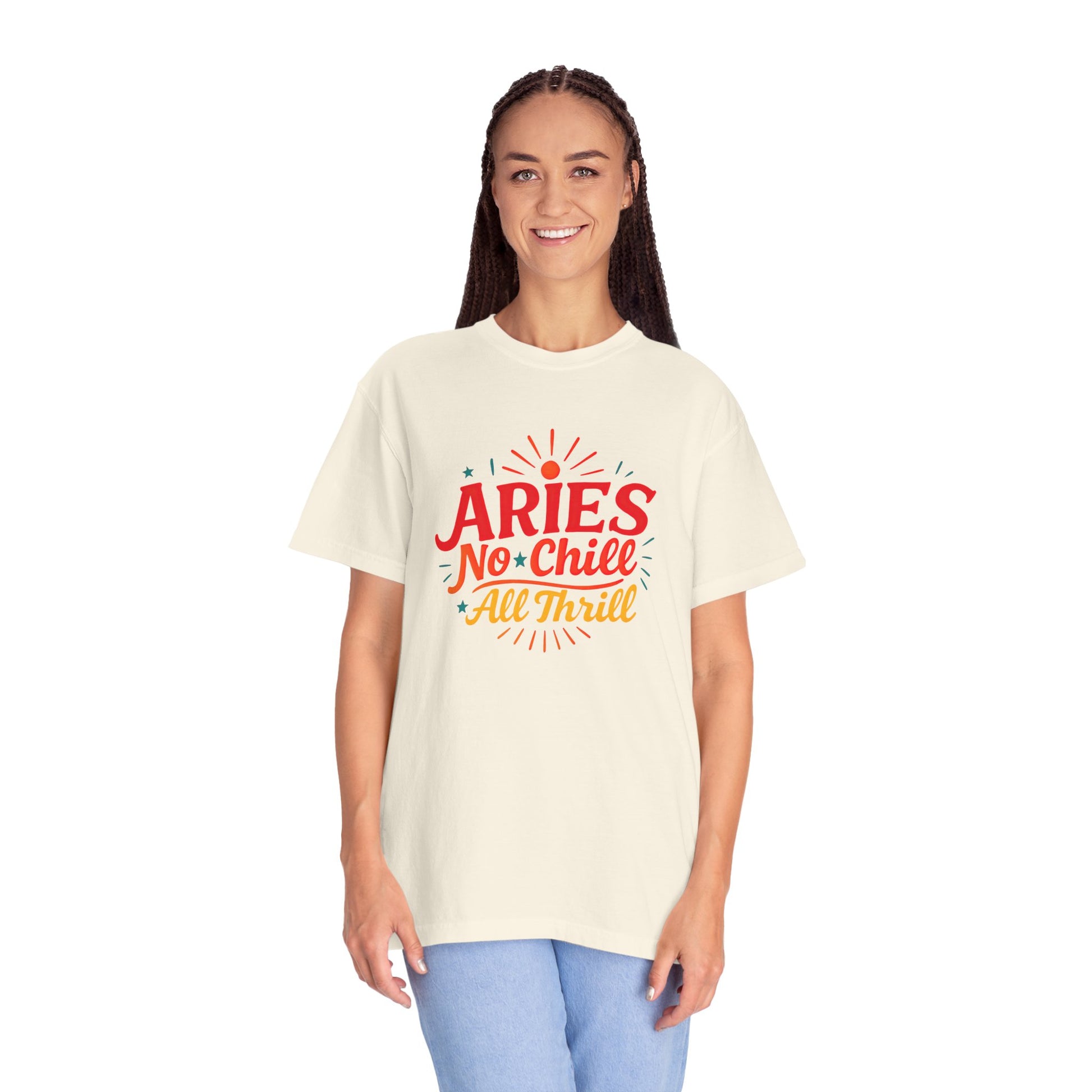 Aries No Chill All Thrill Tee – Sassy Zodiac Humor Shirt - Enchanted Sky