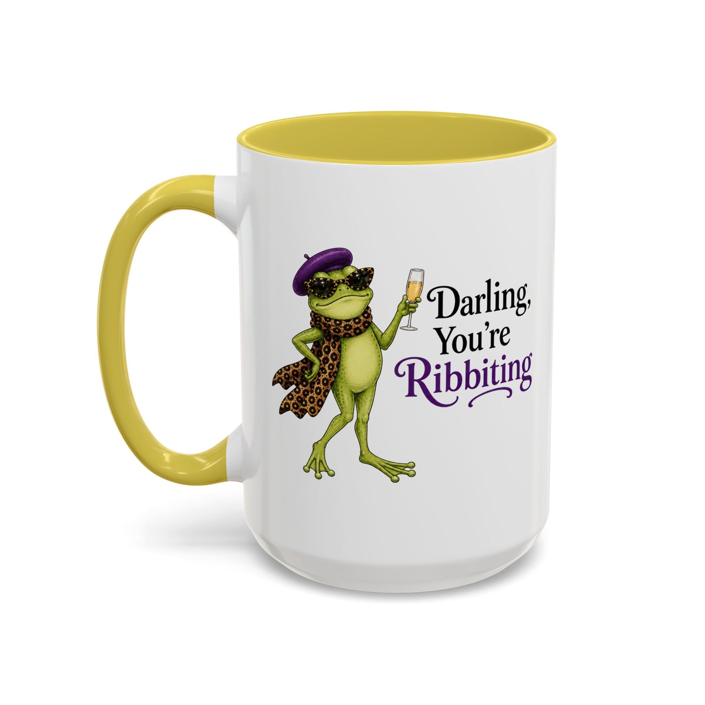 Darling You're Ribbiting Frog Mug | Funny Fashion Frog Coffee Mug | Glam Frog Gift for Women | Colored Mug