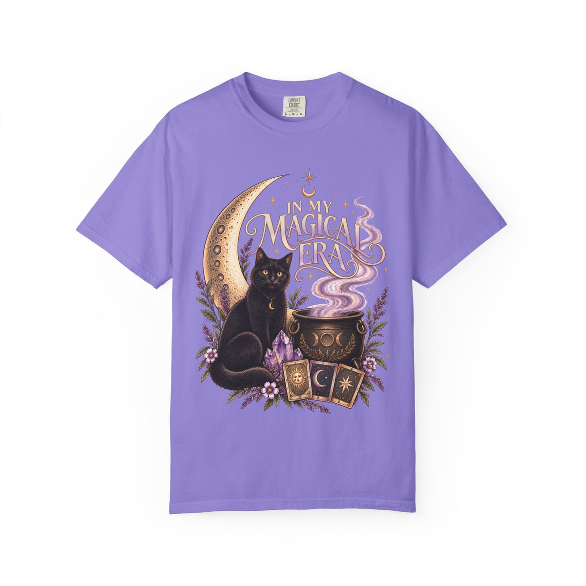 Witchy Floral Black Cat Shirt - In My Magical Era Vintage Celestial Tee