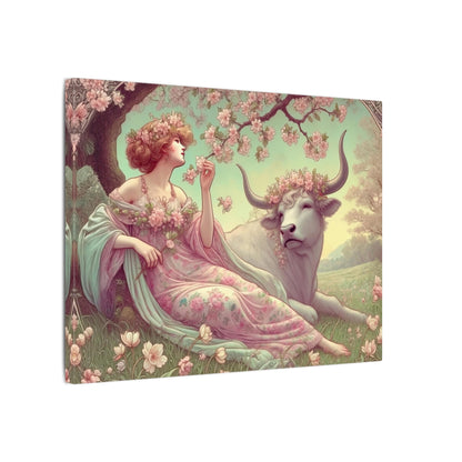 Secret Meadow: Bull and Bloom | Taurus Goddess Art Nouveau Zodiac Wall Art