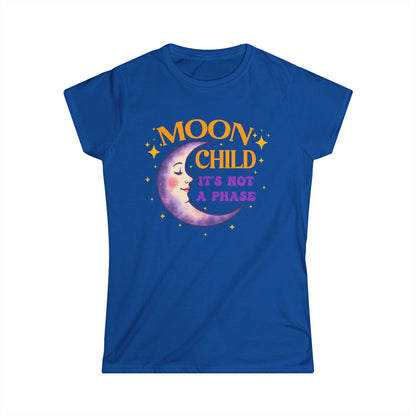 Moon Child Women’s Softstyle Tee – Empowering Celestial Colorful Shirt