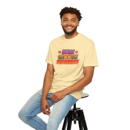 Stay Groovy Sagittarius – Retro Zodiac Flower Power Tee