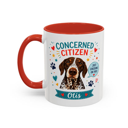 Personalized Dog Mug "Concerned Citizen" | Custom Pet Color Accent Mug with Dog Photo & Name | Funny Dog Lover Gift