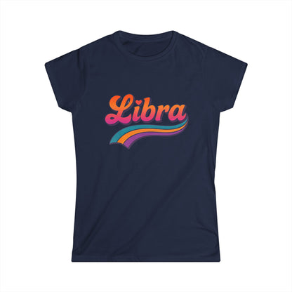 Libra Women’s Softstyle Tee – Empowering Retro Zodiac Colorful Shirt