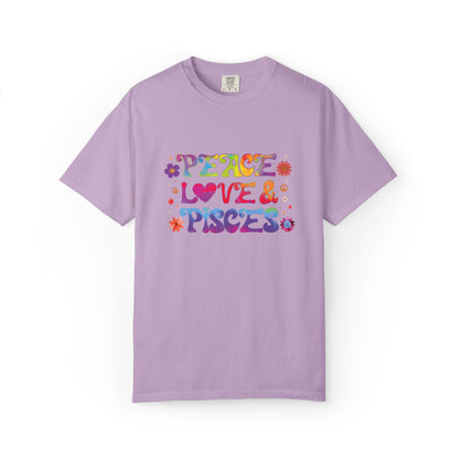 Peace Love & Pisces Tee – Retro Colorful Zodiac Shirt