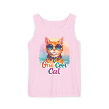 One Cool Cat – Colorful Retro Sassy Cat Tank (Unisex)